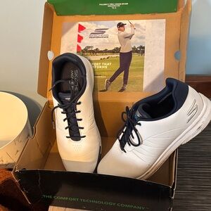 Size 9.5 Skechers Men's White and Navy Sneakers like new, worn once